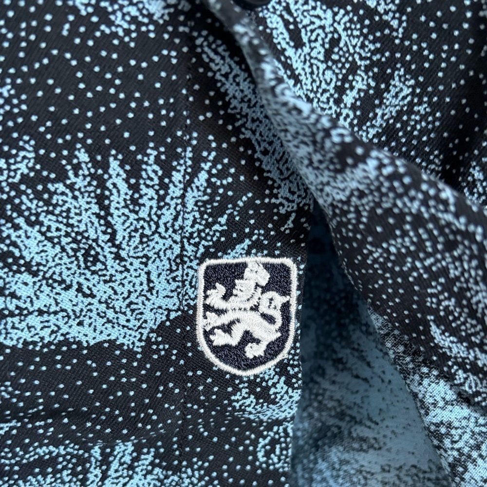 Nat Nast Mens Button Down Shirt Tropical Silk Blue Palm Tree Vacation Size Large - Picture 9 of 14